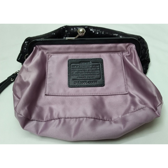 Coach Black Sequin Kisslock Framed Large Evening Clutch - Wristlet - Picture 11 of 14